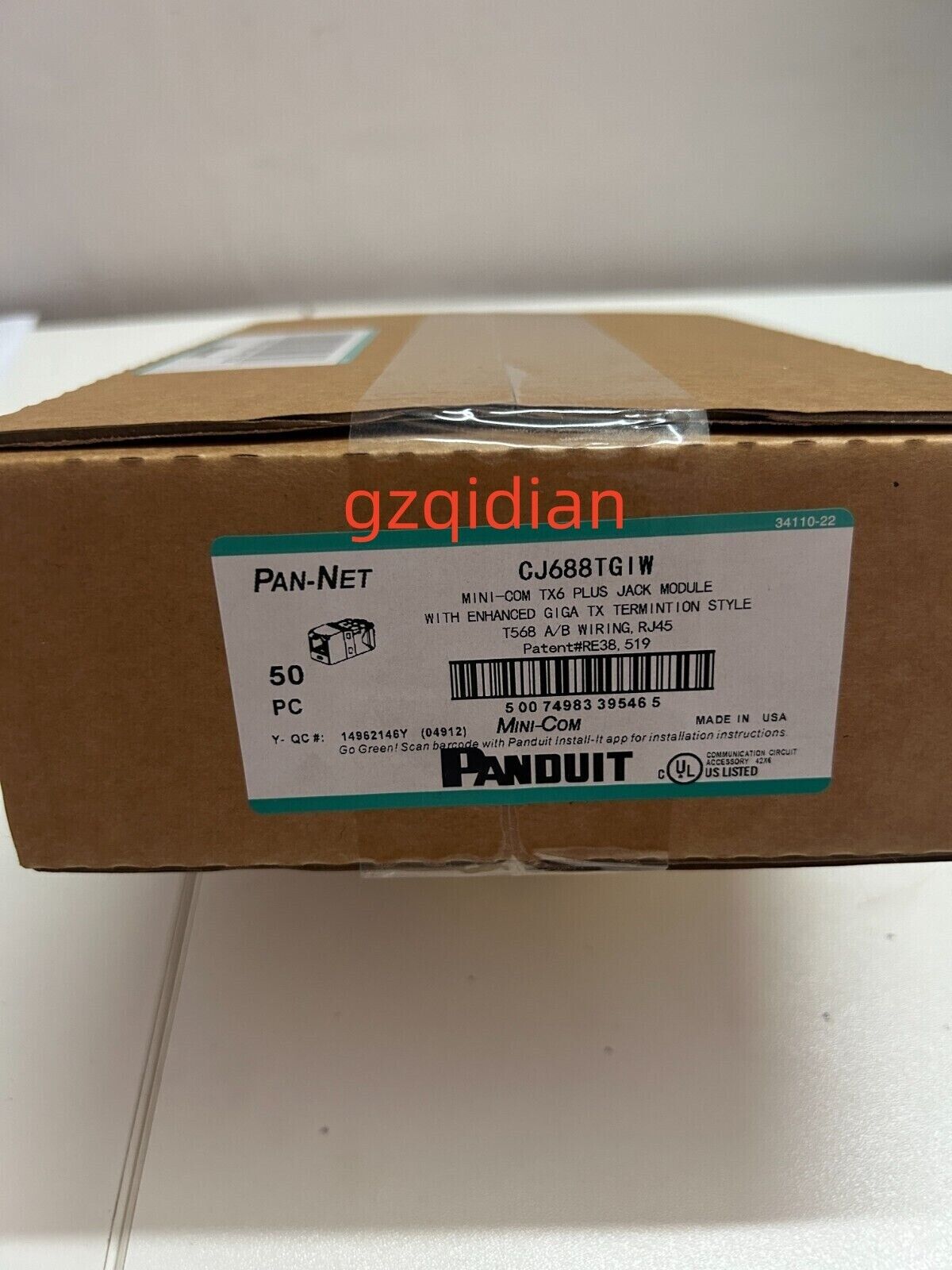 Panduit Giga-TX Cat6 jacks White CJ688TGIW BOX OF 50.Free Shipping For DHL /UPS