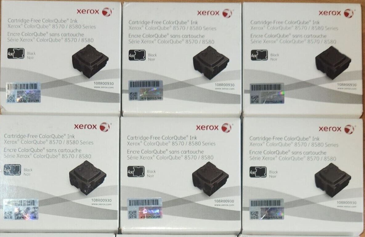 6 Boxes Genuine Sealed Xerox Black Solid Ink 108R00930 8570 8580 (4 Inks per Bx)