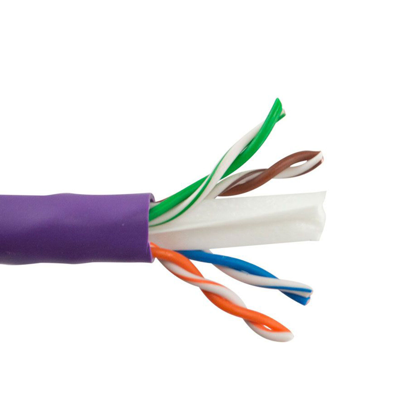 SCP 50FT Cut 23AWG Solid CAT6 Enhanced Electrical Wire 550MHZ UTP Class E Purple