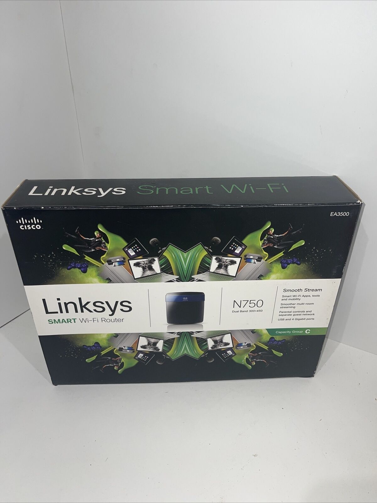 Linksys N750 EA3500 Dual Band Wireless N Router Cisco 2.4 + 5GHz 300 + 450Mbps