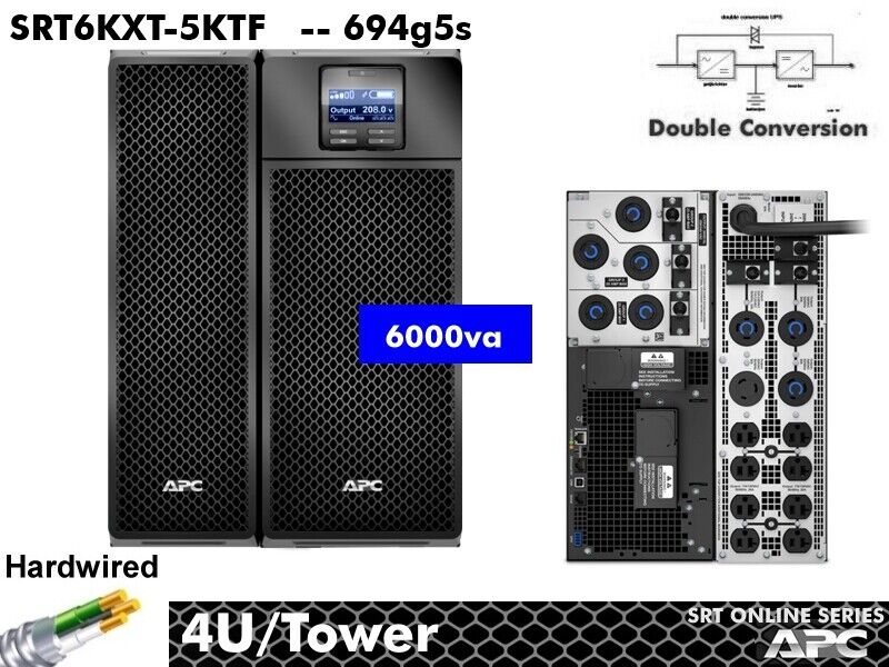 694g5s~ APC SRT Online UPS 6000va UPS w/Isolation Xrmr SRT6KXLT-5KTF #NewBatts