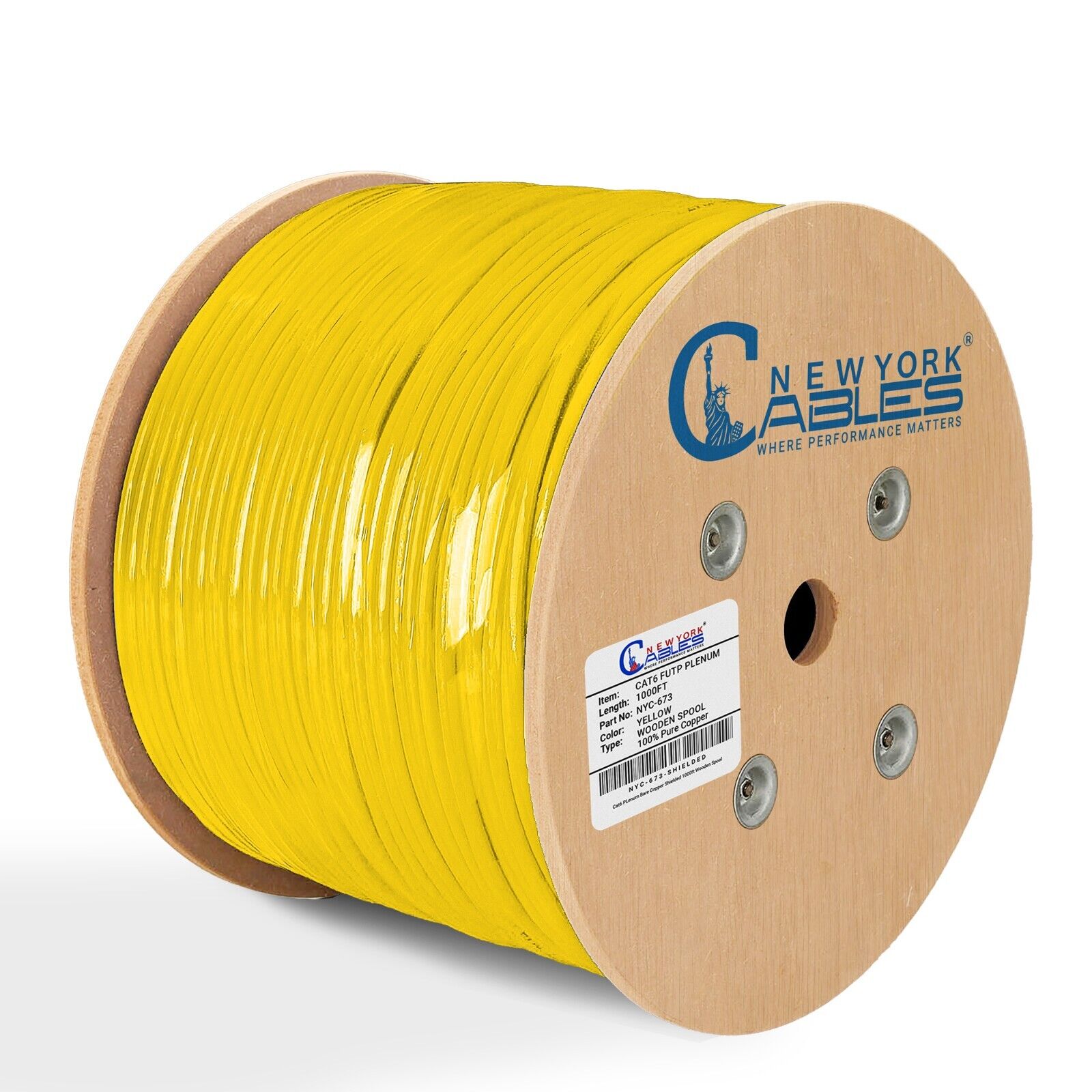 Cat6 Plenum Shielded Cable 1000FT Solid Copper 550MHZ 23AWG PoE++ Support F/UTP