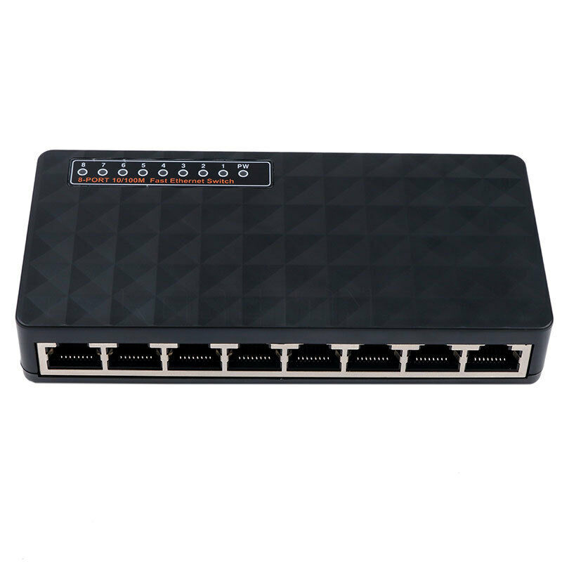 10/100 Mbps 8 Port Fast Ethernet LAN Desktop RJ45 Network Switch Hub Adapter US