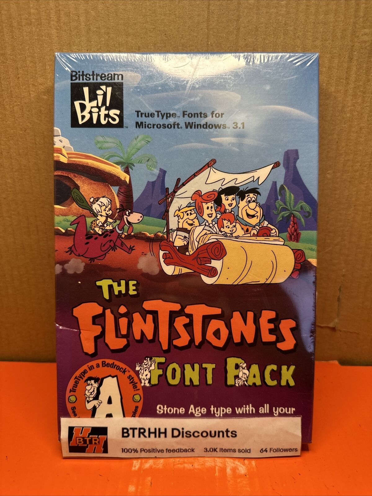 1992 The Flintstones Font Pack MS-DOS /Windows 3.1 Computer Hanna-Barbera Sealed