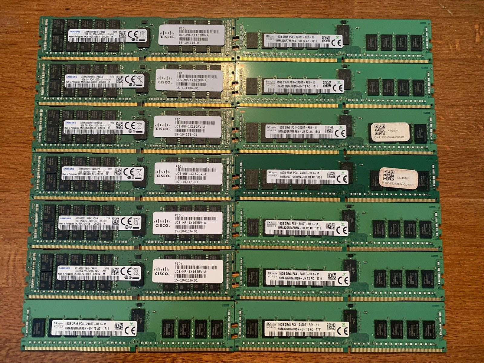 Lot of 14 Sticks 16GB (224GB) PC4-2400T ECC REG Server RAM Memory Samsung Hynix