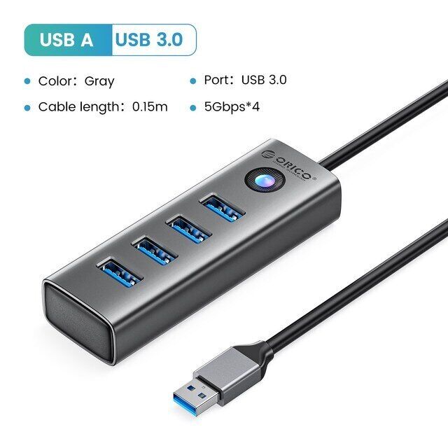 ORICO 4-Ports USB 3.0 Hub Ultra-Slim Data USB Hub with 3.3ft Cable for Laptop PC