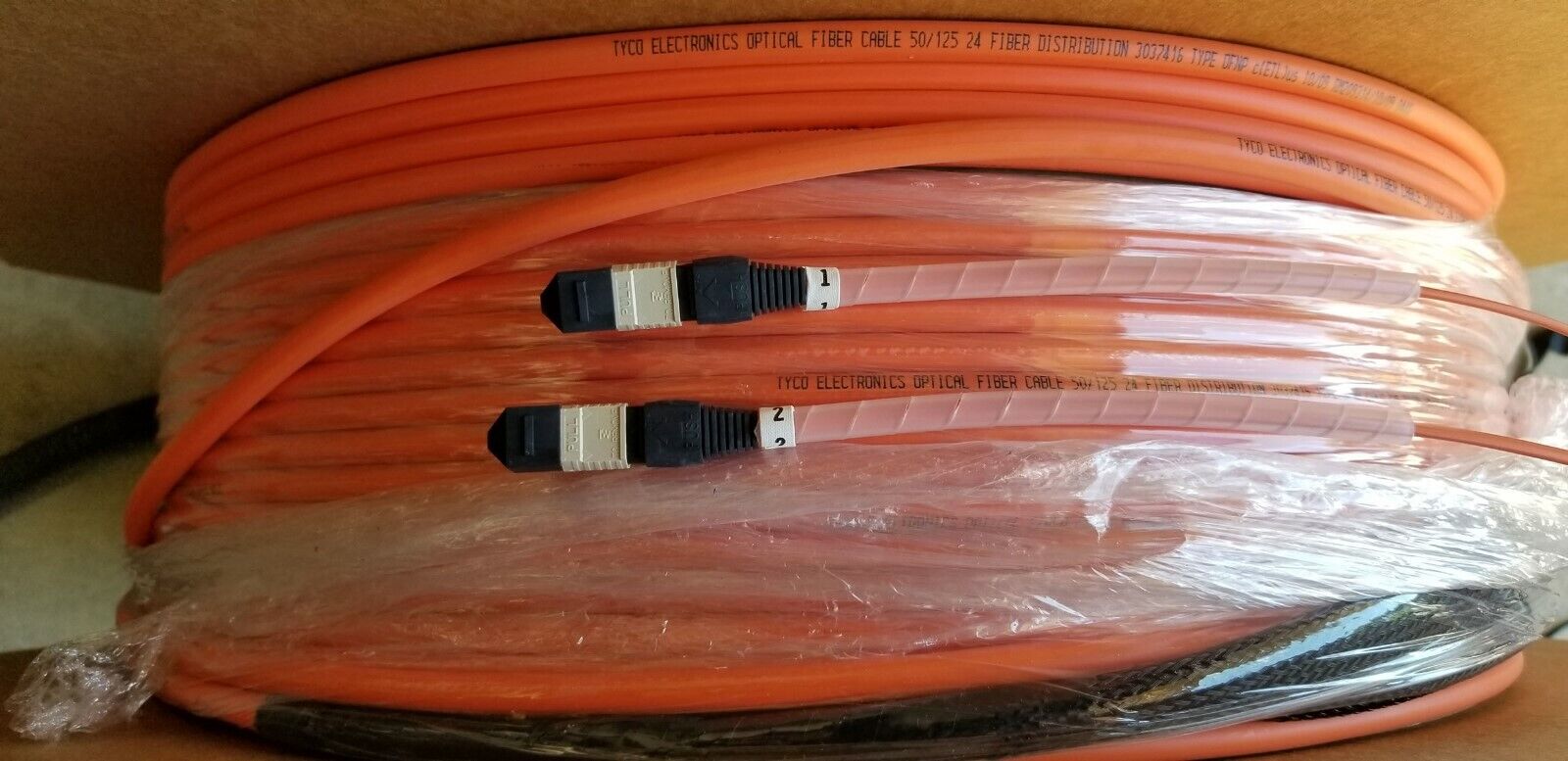 TYCO  Fiber Optic Cable 100 ft MPO/MPO  24 Fiber 50/125, 1300nm Fiber Trunk