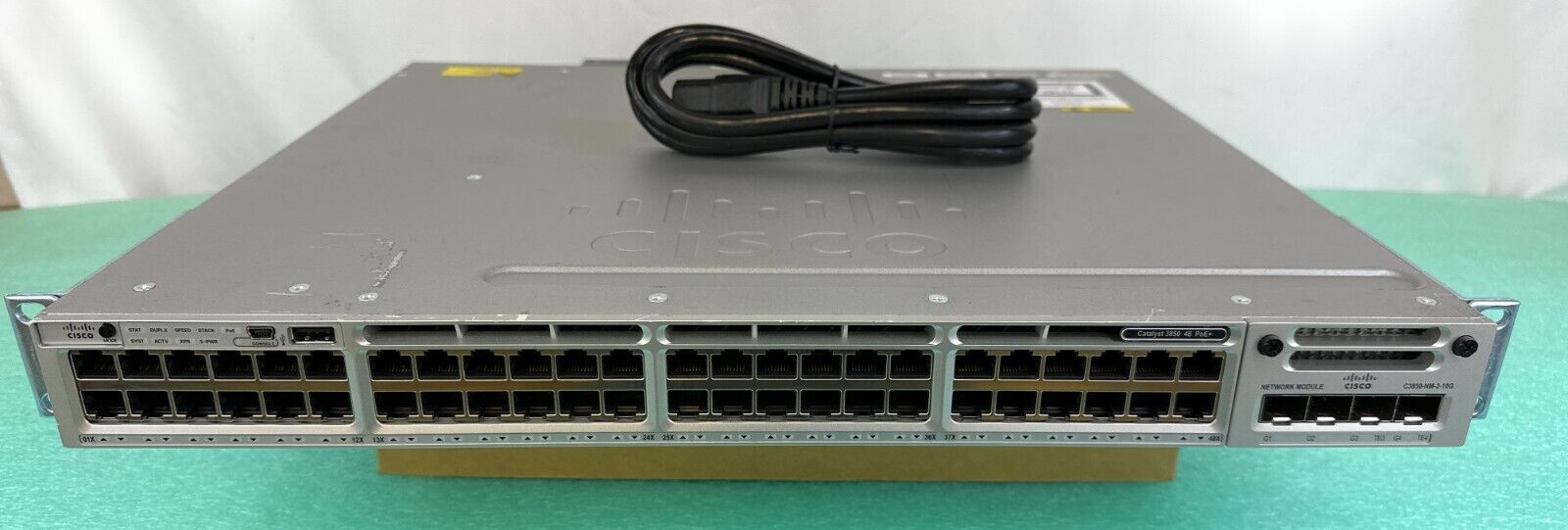Cisco WS-C3850-48F-S Switch 48 1GE RJ-45 PoE+ Ports Gigabit 1100W C3850-NM-2-10G