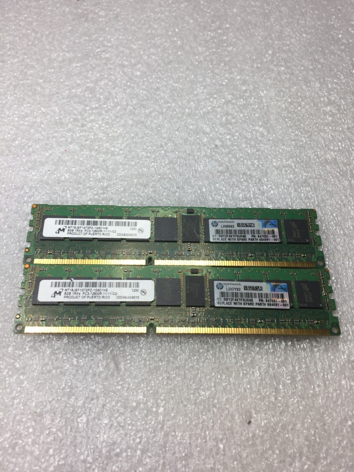 16GB (2x8GB) PC3-12800R DDR3-1600MHz 1Rx4 REG ECC Micron MT18JSF1G72PZ-1G6D1HE