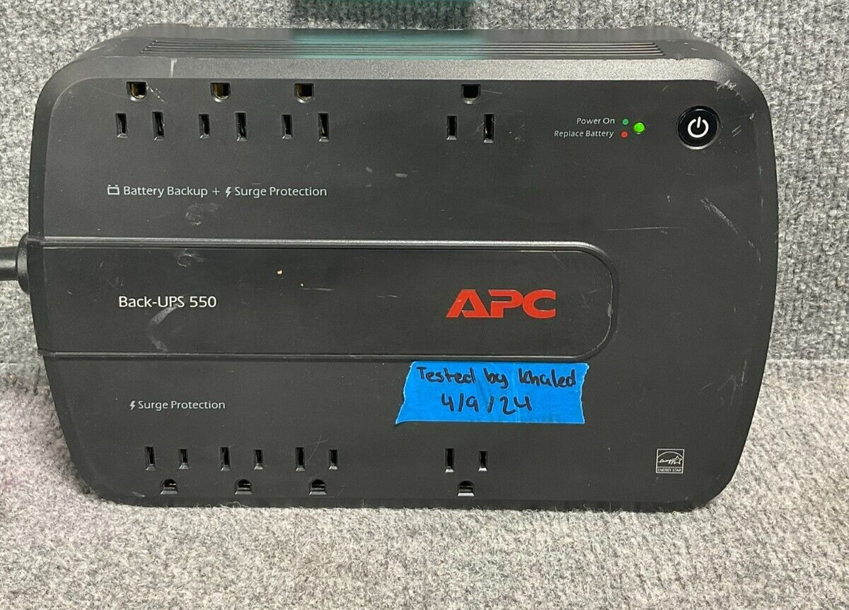 APC Battery Backup + Surge Protector Back UPS 550 BE550G, 8 Outlets In Black