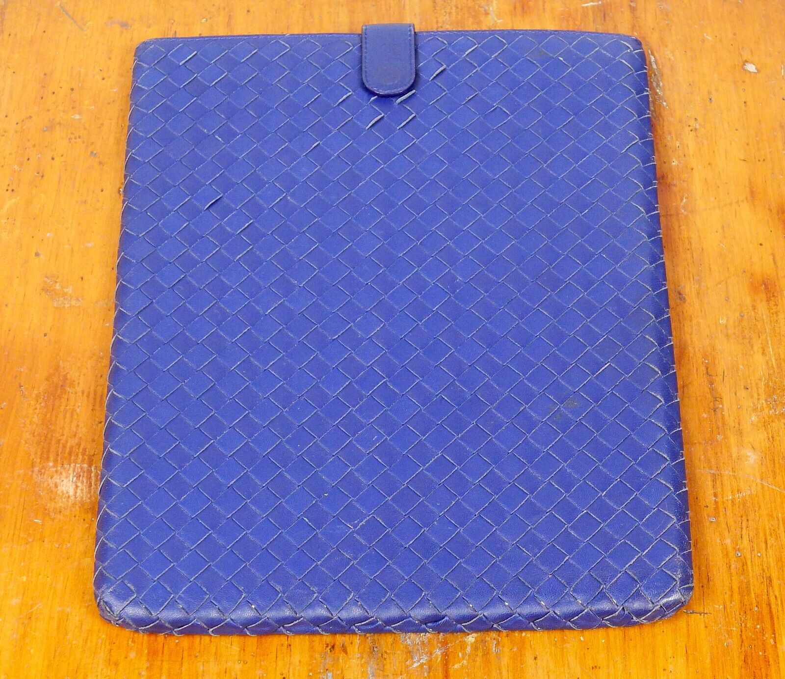 Bottega Veneta Royal Blue  Woven Intrecciato Leather iPad Tablet Case Italy
