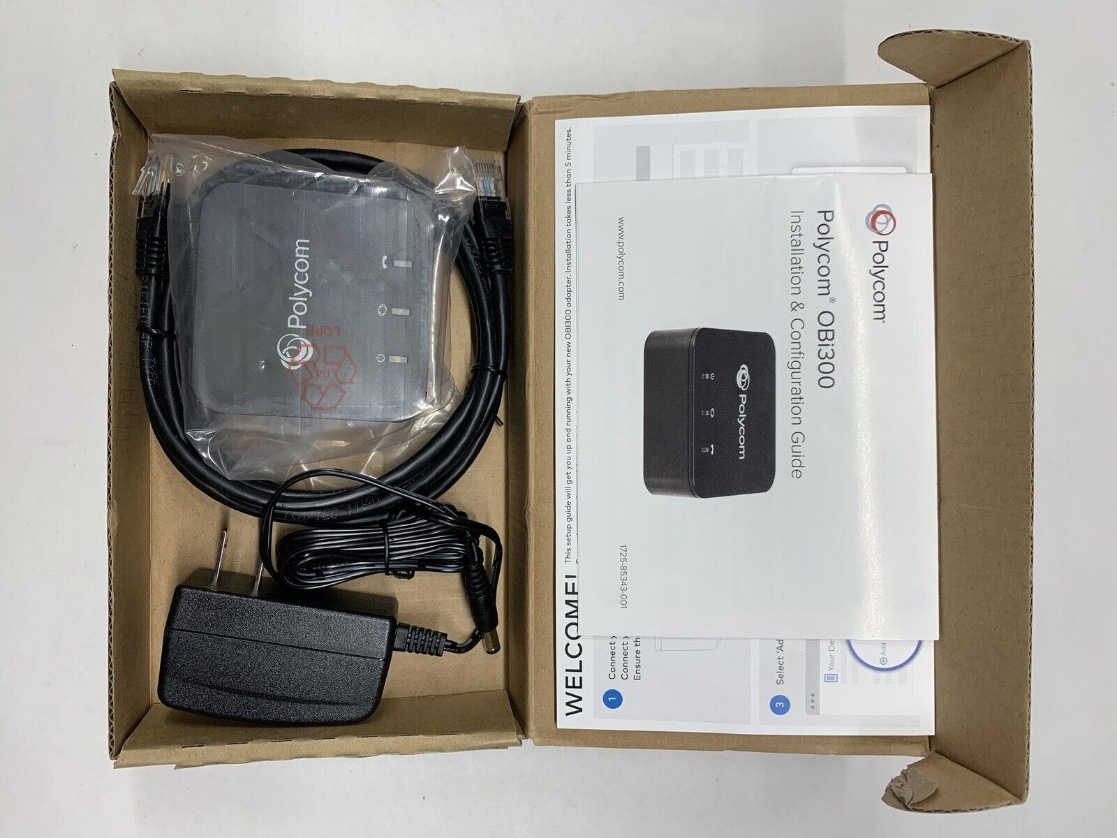 Polycom VoIP Phone Voice Adapter OBi300 New Open Box W/ Power Cord