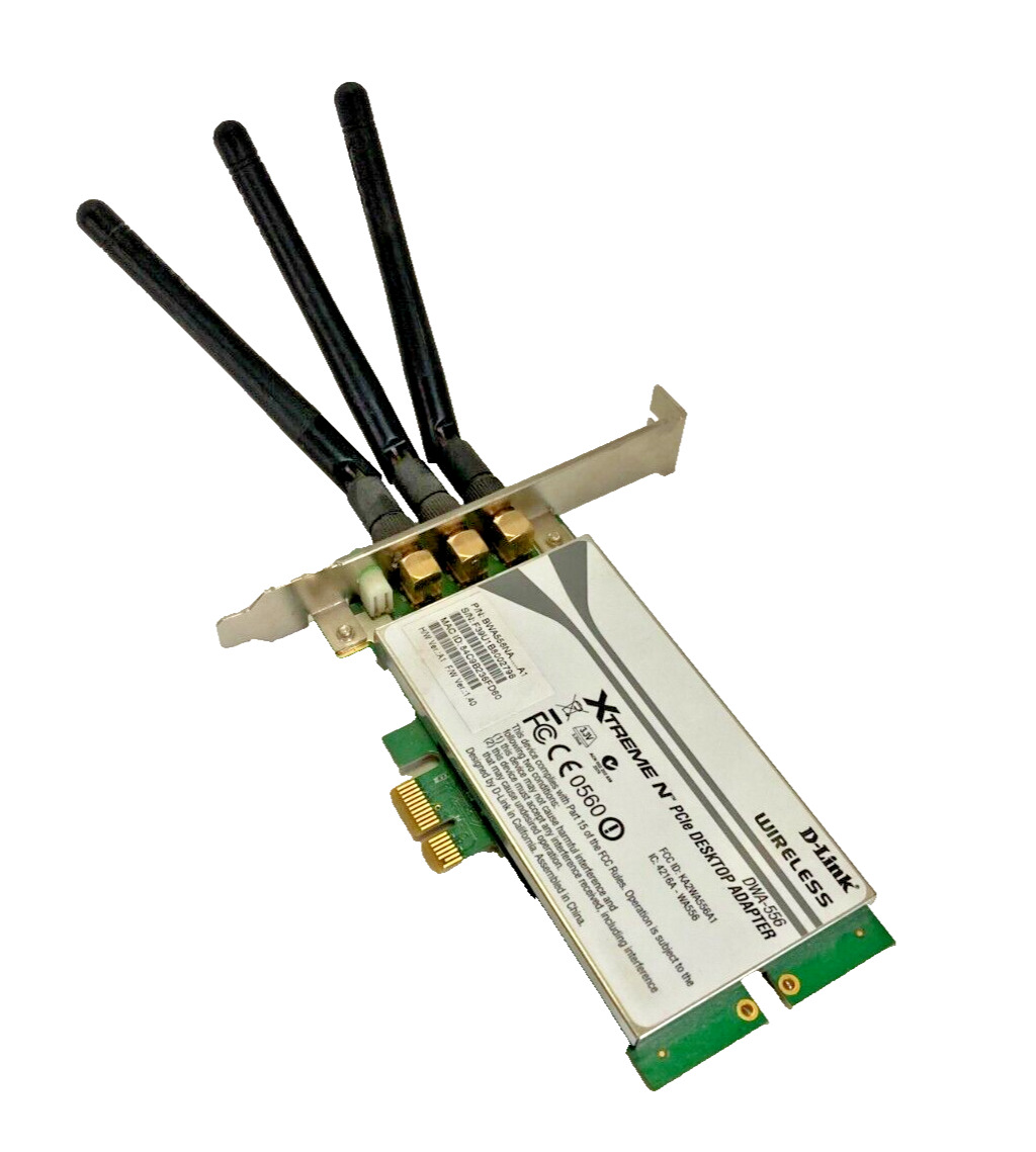 D-Link DWA-556 XTREME N PCIe Wireless Internet Desktop Adapter w/ 3 antennas