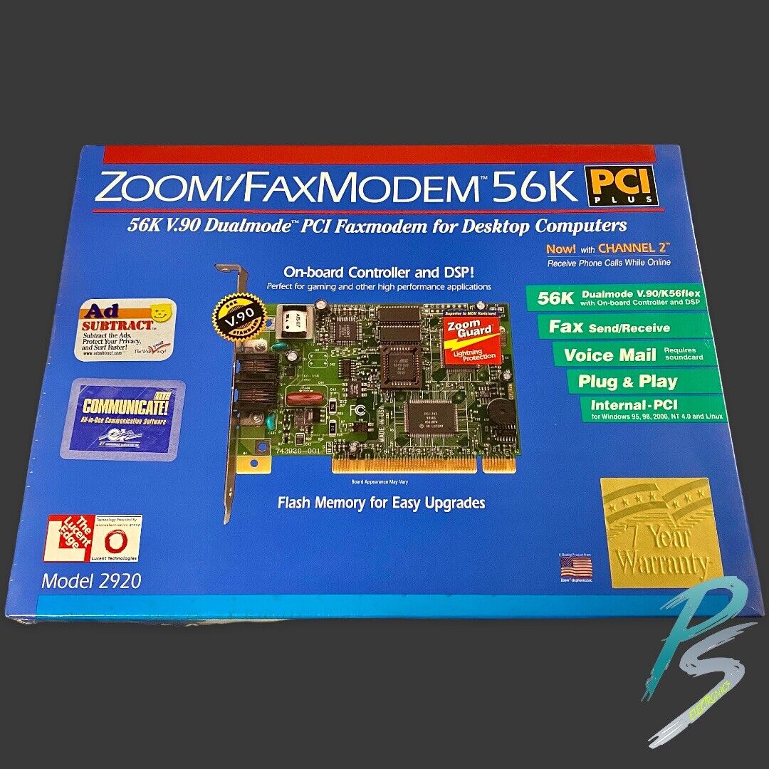 Zoom 56K V.90 Dualmode Controller Based PCI Fax Modem Model 2920
