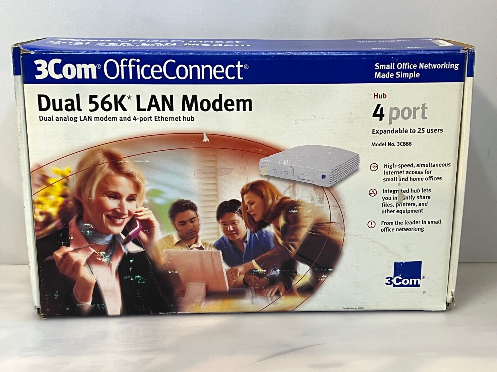 Refurbished 3Com 3C888 OfficeConnect Dual 56k Plus LAN Modem 