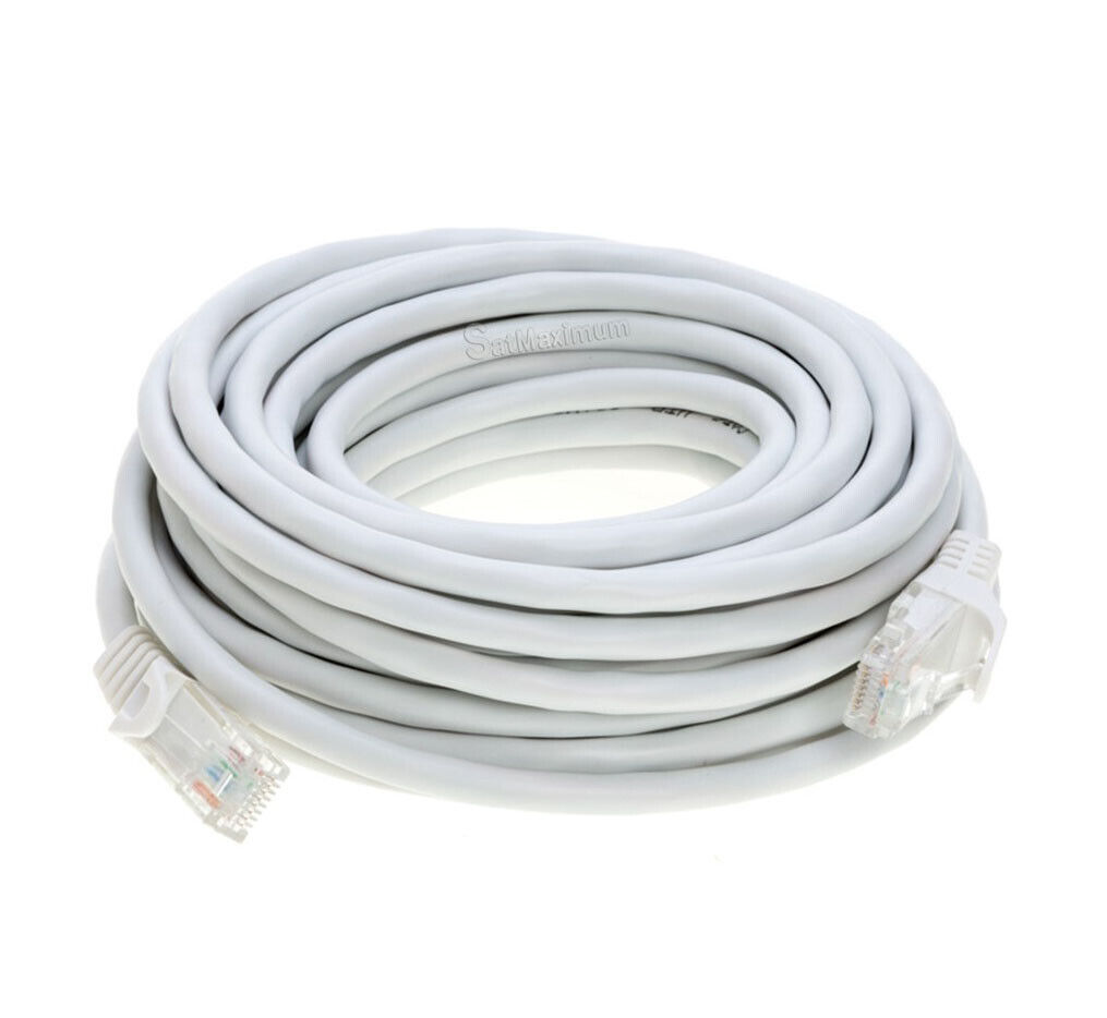 CAT5 Ethernet Patch Cable RJ-45 LAN Internet Cord White 25FT-200FT Multipack LOT