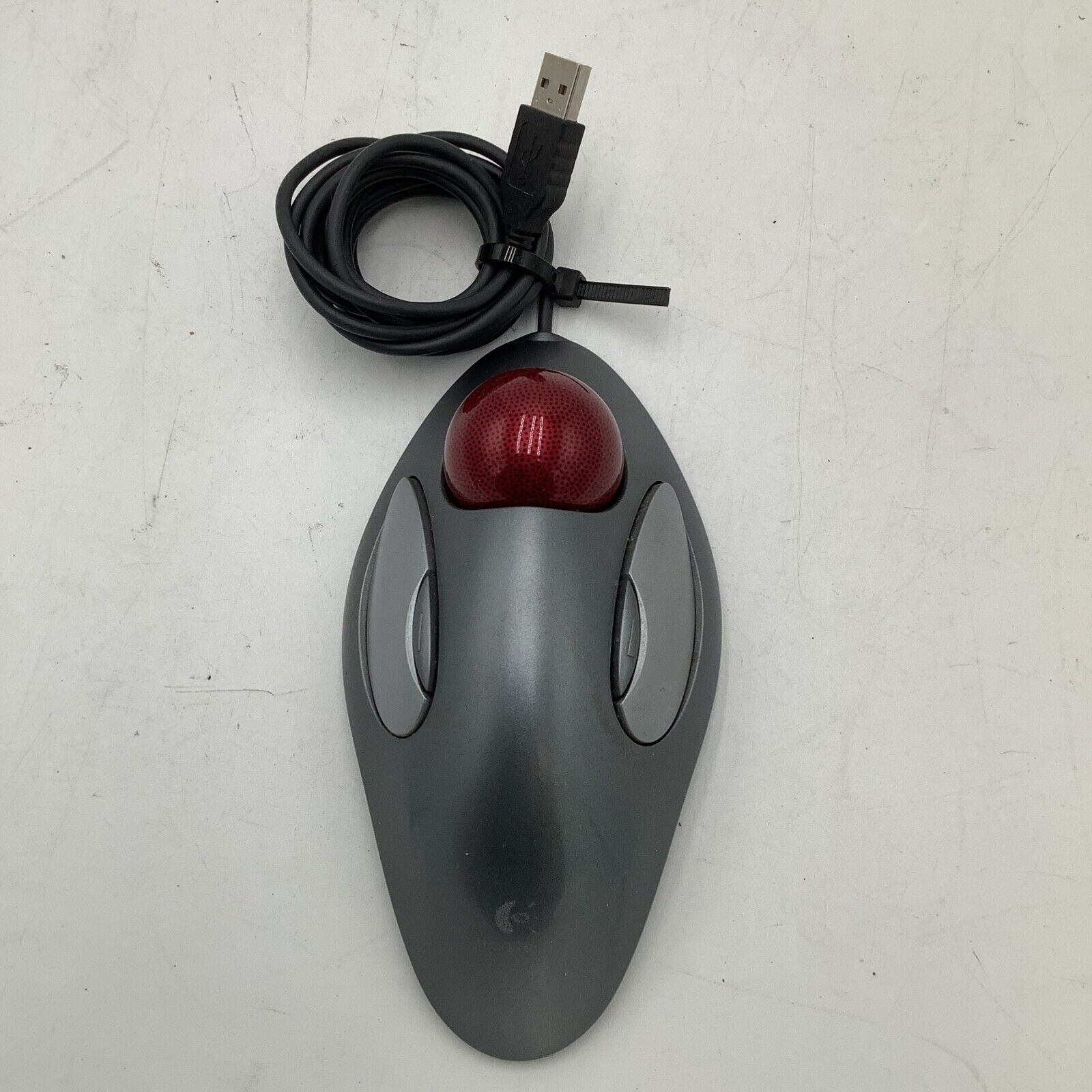 Logitech Trackman Trackball PC Mouse Gray With Red Ball Wired T-BC21 810-000767
