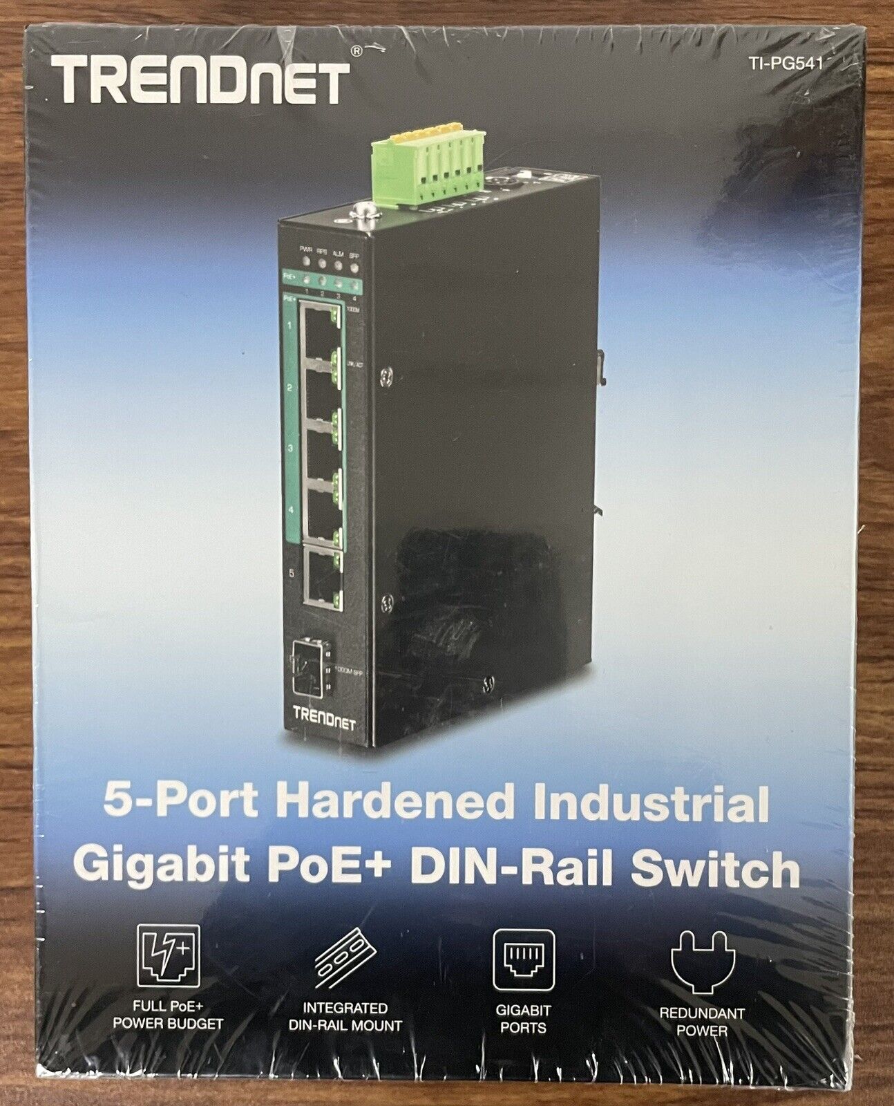 TRENDnet TI-PG541 5-port Hardened Industrial Gigabit PoE+ DIN-Rail Switch (NEW)