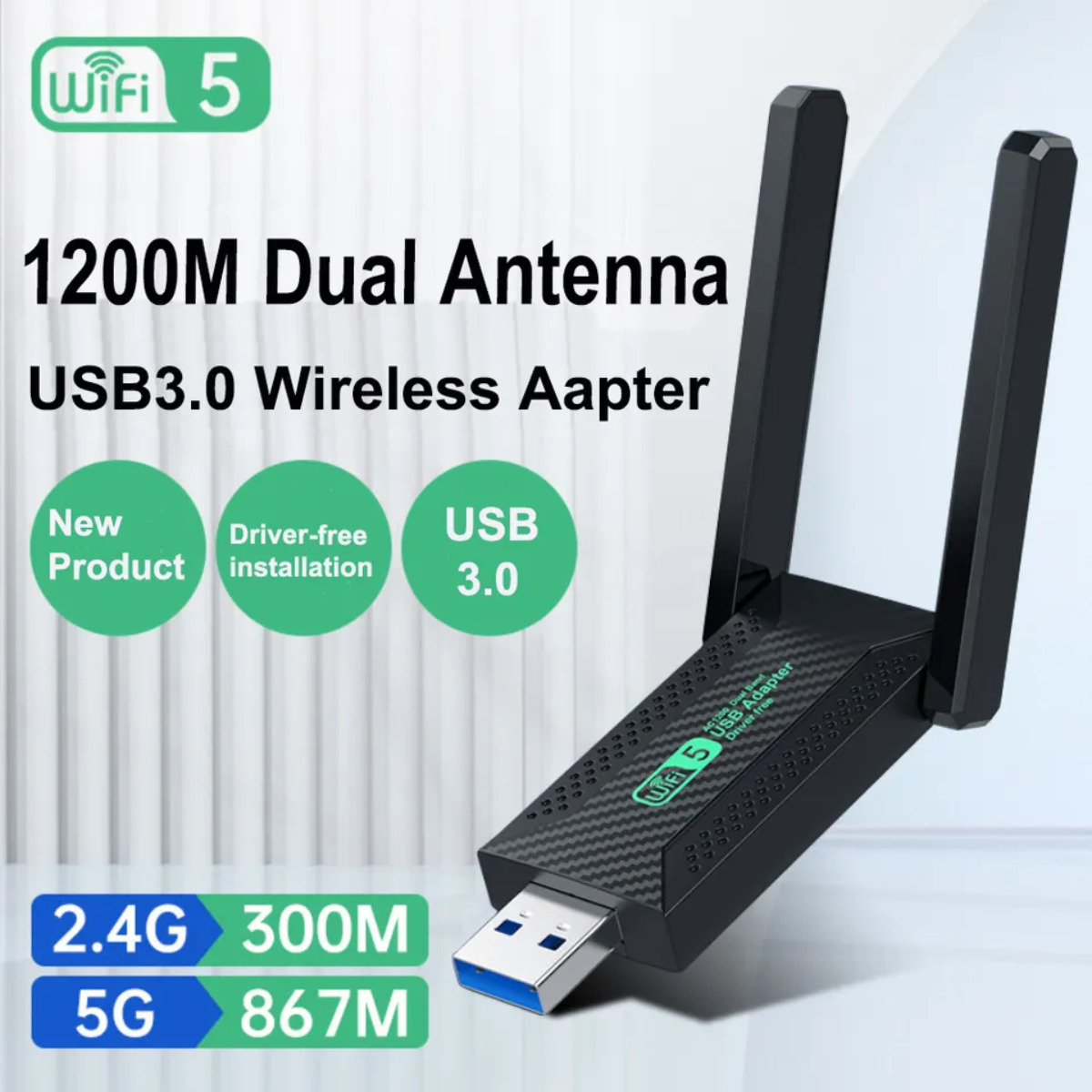 THE FASTEST Dual Band WiFi Adapter, 150 Mb/sec, 1200 Mbps, 802.11ac/a/bgn