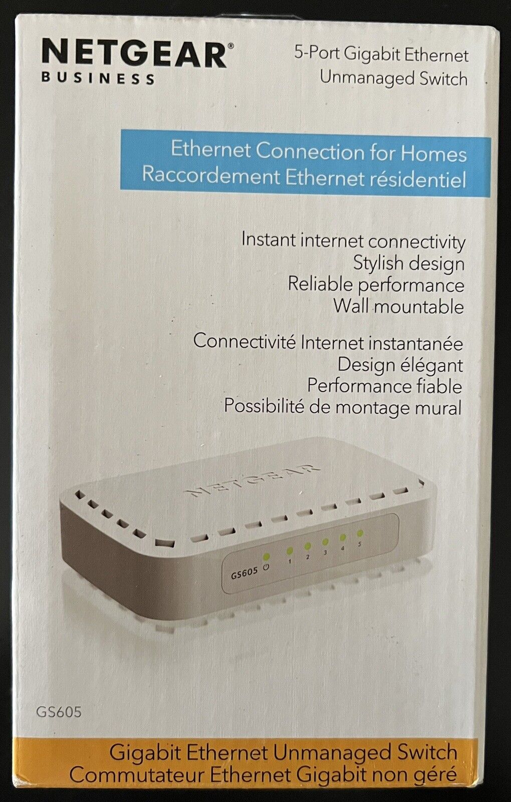 NETGEAR Business 5 Port Gigabit Ethernet Unmanaged Switch (GS605) NEW In BOX.