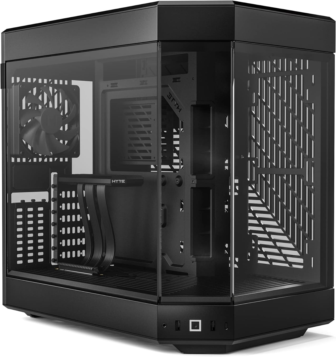 Y60 Modern Aesthetic Dual Chamber Panoramic Tempered Glass Mid-Tower ATX Compute