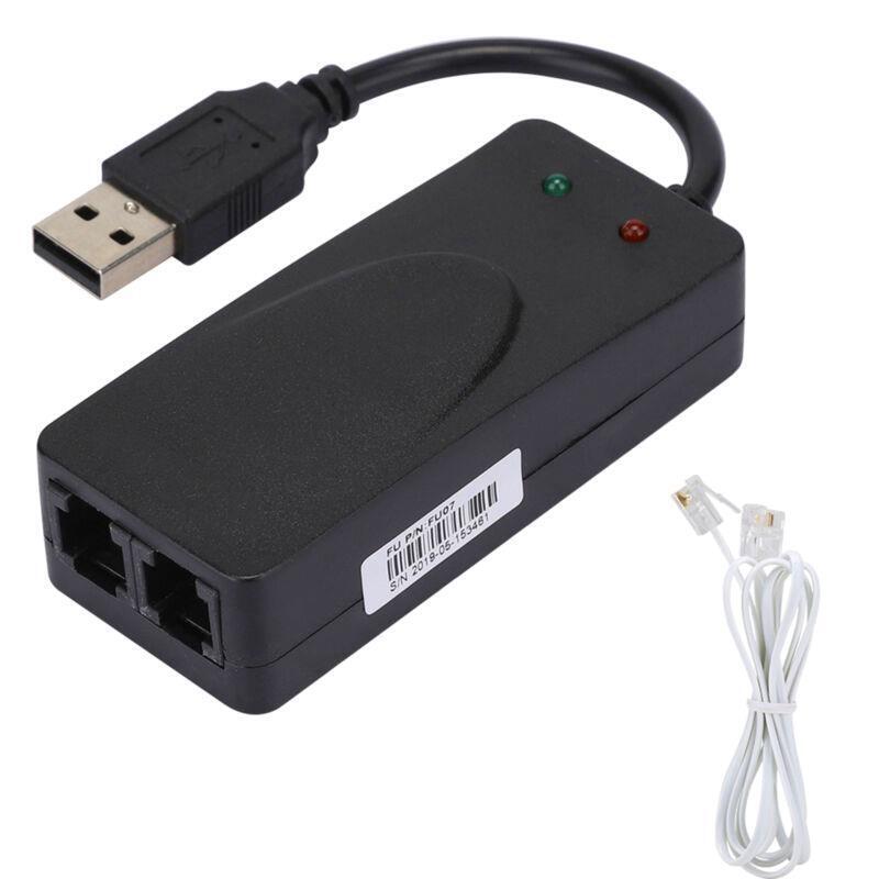 USB2.0 56K Dual Port External Fax Modem for Win7/8/10 - Plug  Play