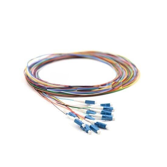 1M 12 Fibers LC/UPC Single-Mode Color-Coded Fiber Optic Pigtail,Unjacketed -9430