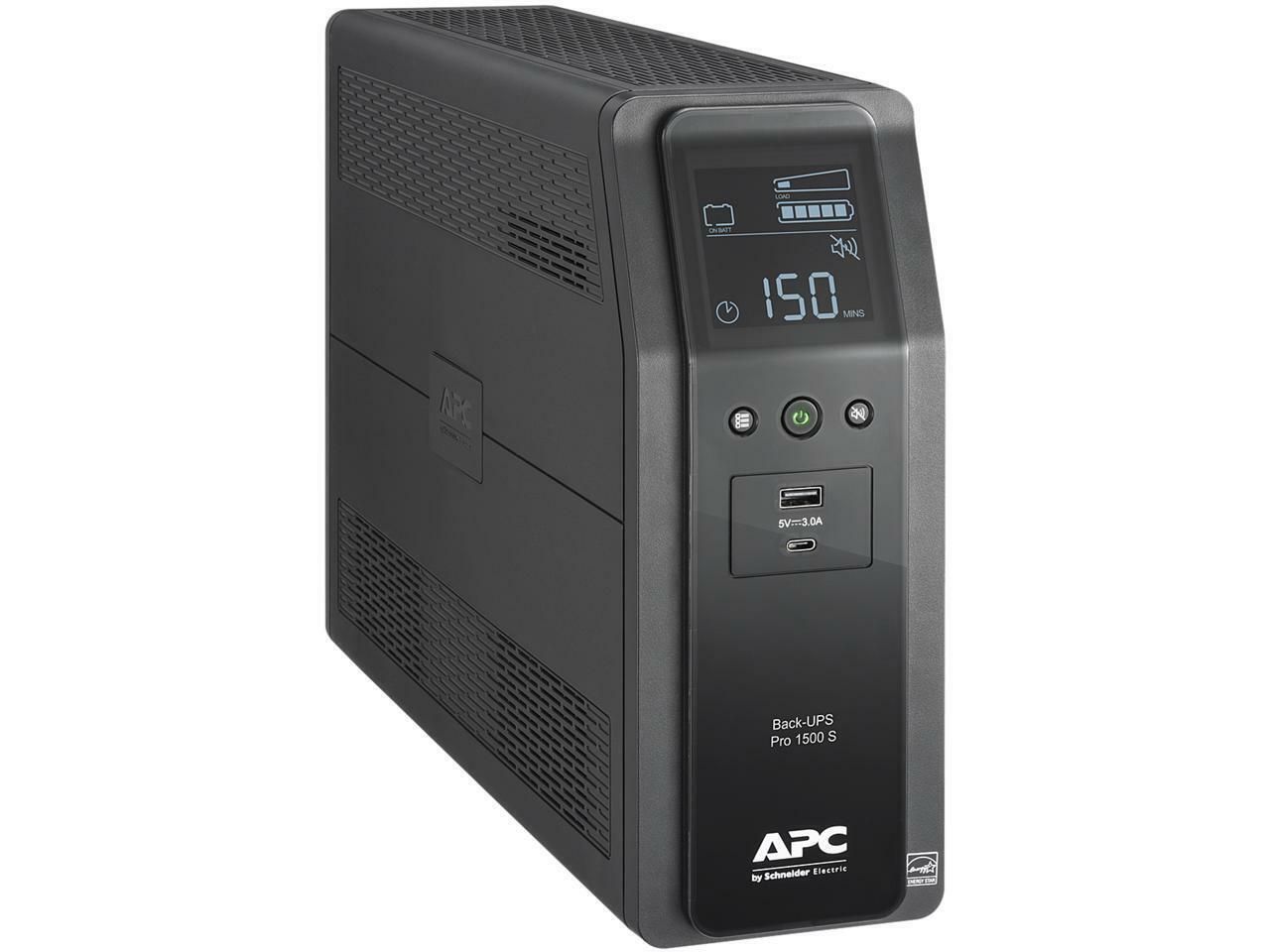 APC BR1500MS2 1500 VA 900W 10 Outlets Back UPS PRO BR, SineWave, 2 USB Charging