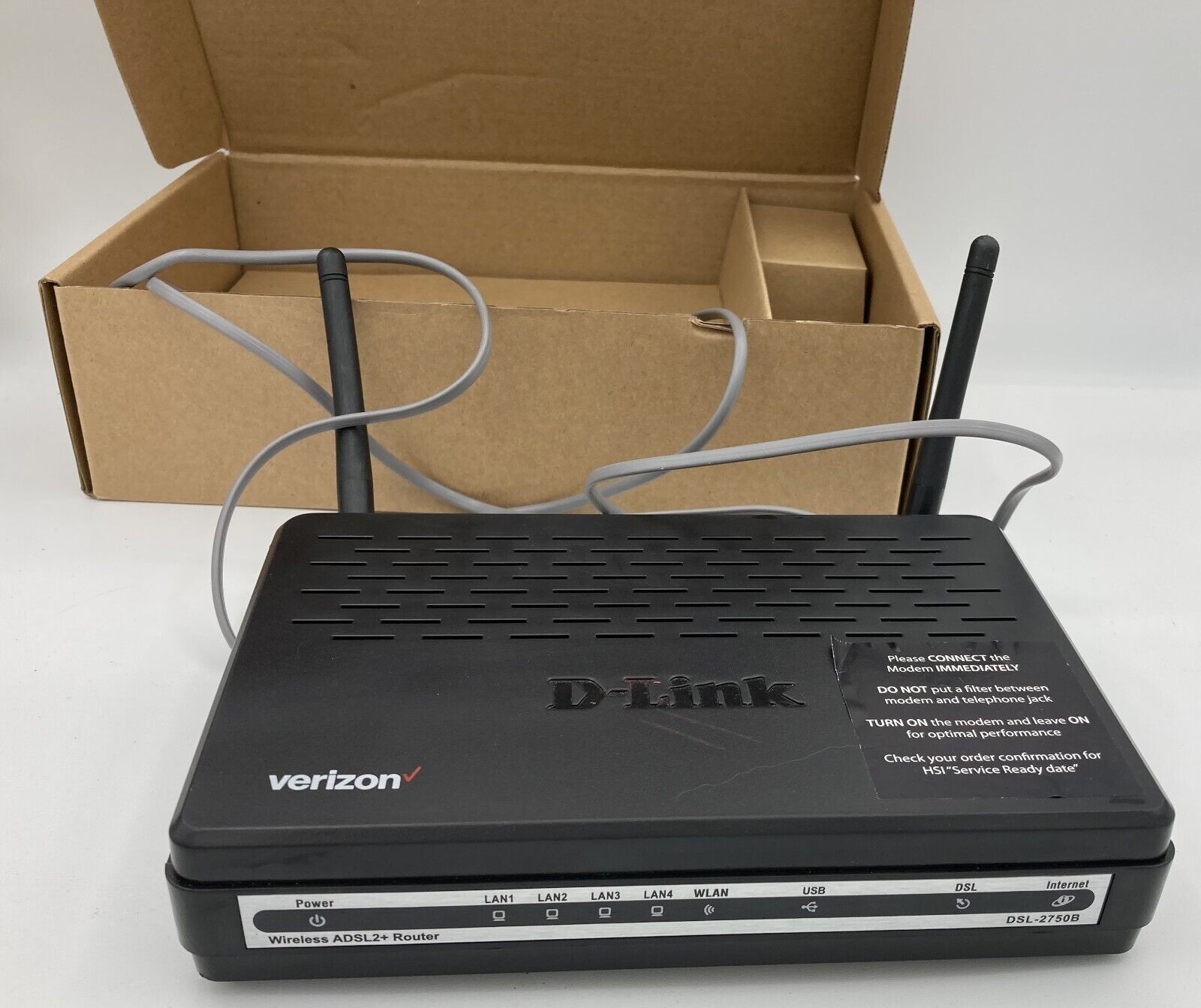 D Link High Speed Internet DSL Wireless Modem Router DSL-2750B - No power cord