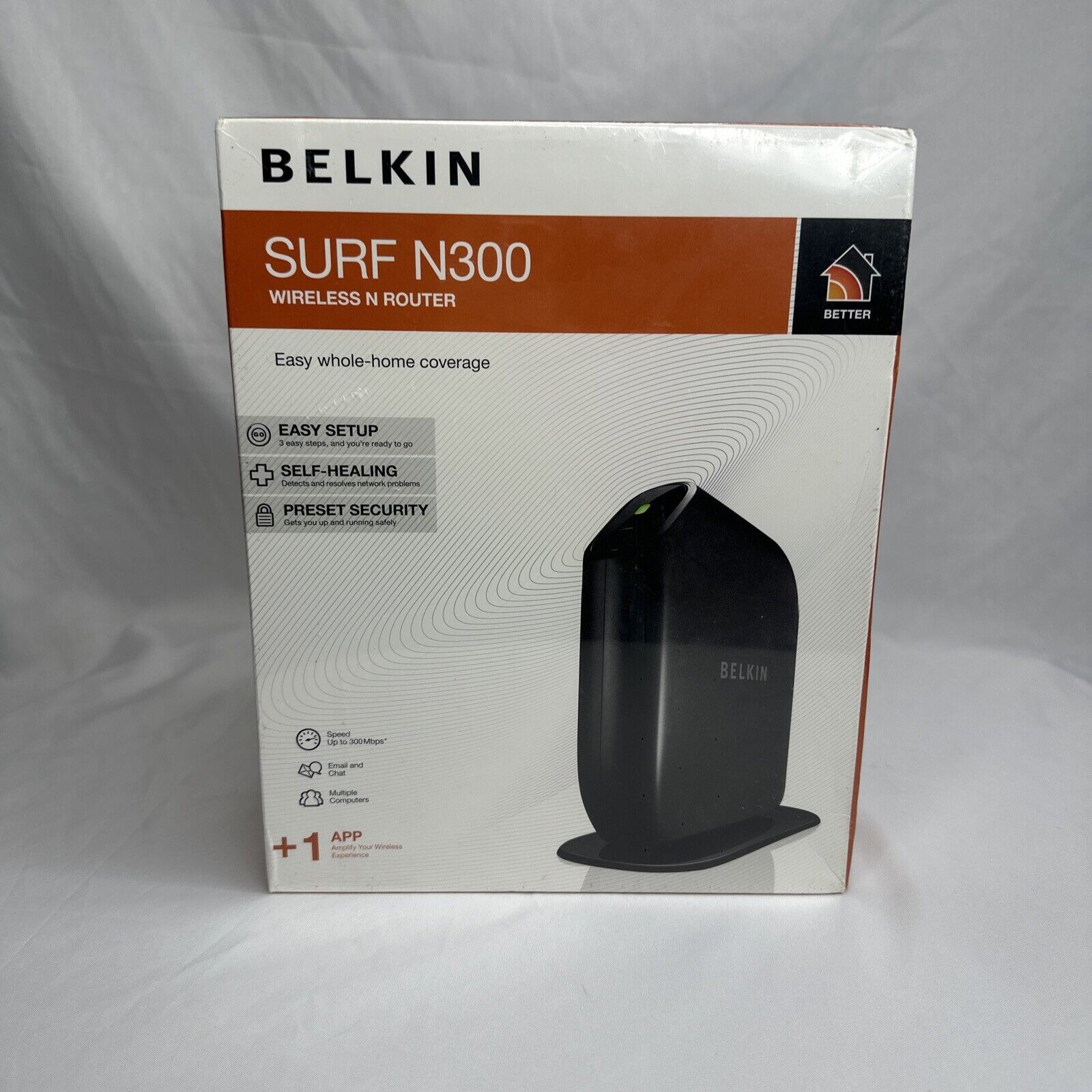 New - Belkin Surf N300 300 Mbps 4-Port 10/100 Wireless N Router (F7D2301)