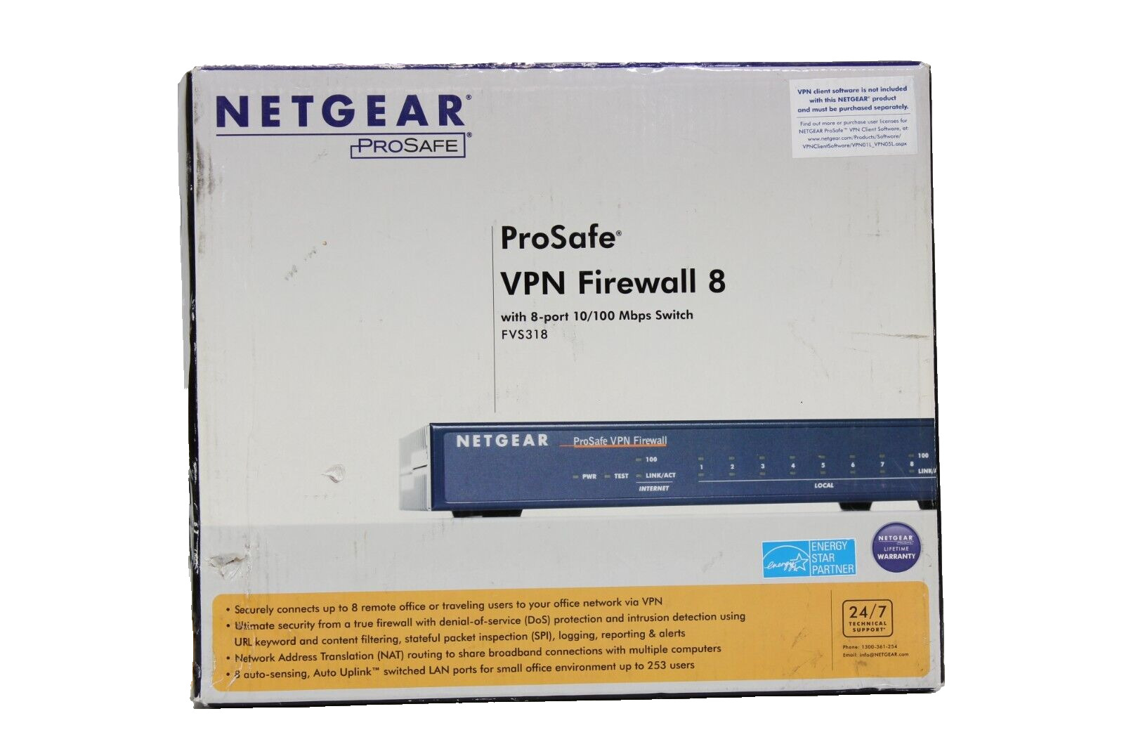Netgear FVS318 ProSafe VPN Firewall 8 with 8-port 10/100 Mbps Switch