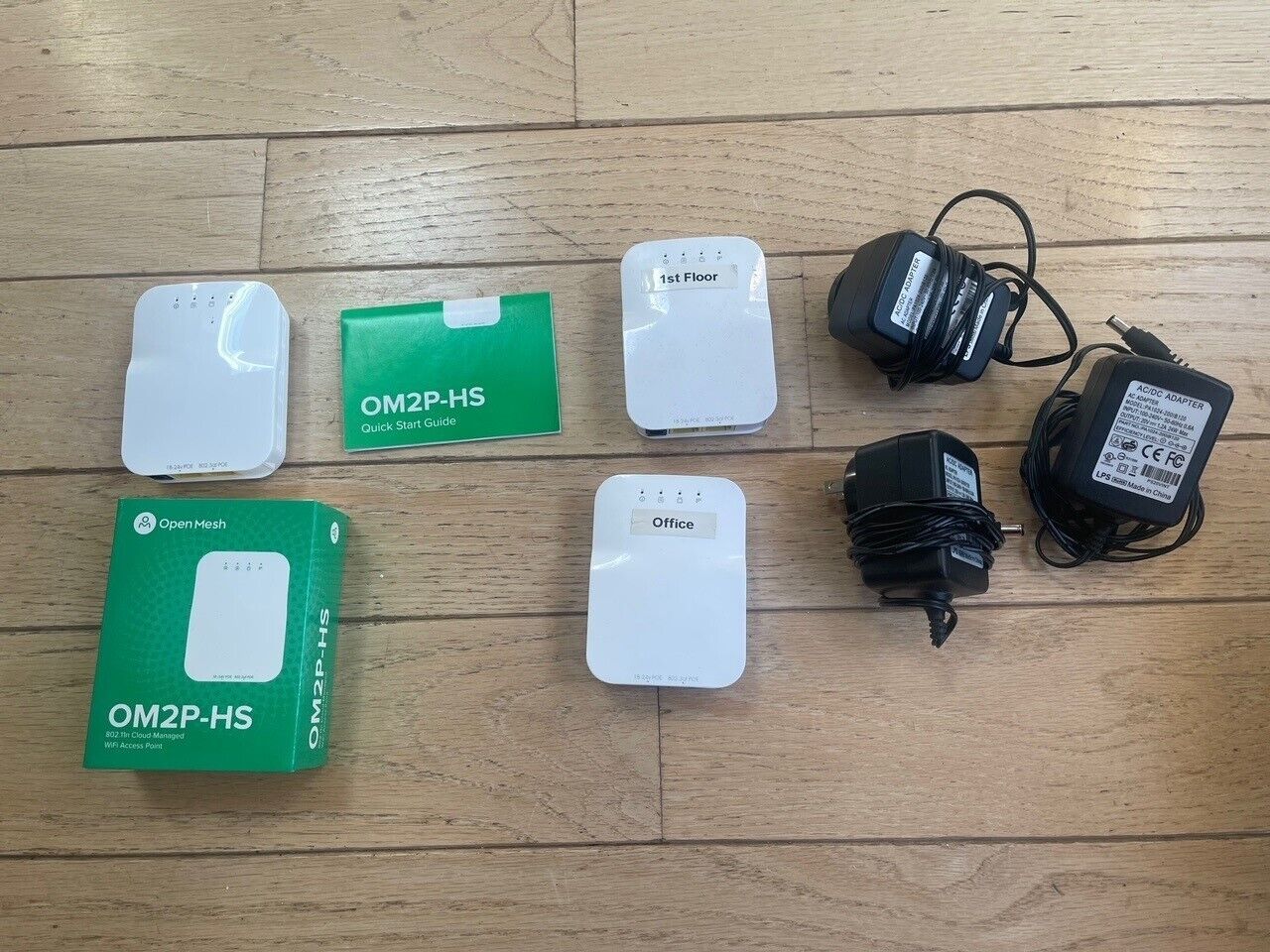 (4) x Open Mesh Access Point - OM2P-HS (1x New, 3x Used with 3 power supplies)