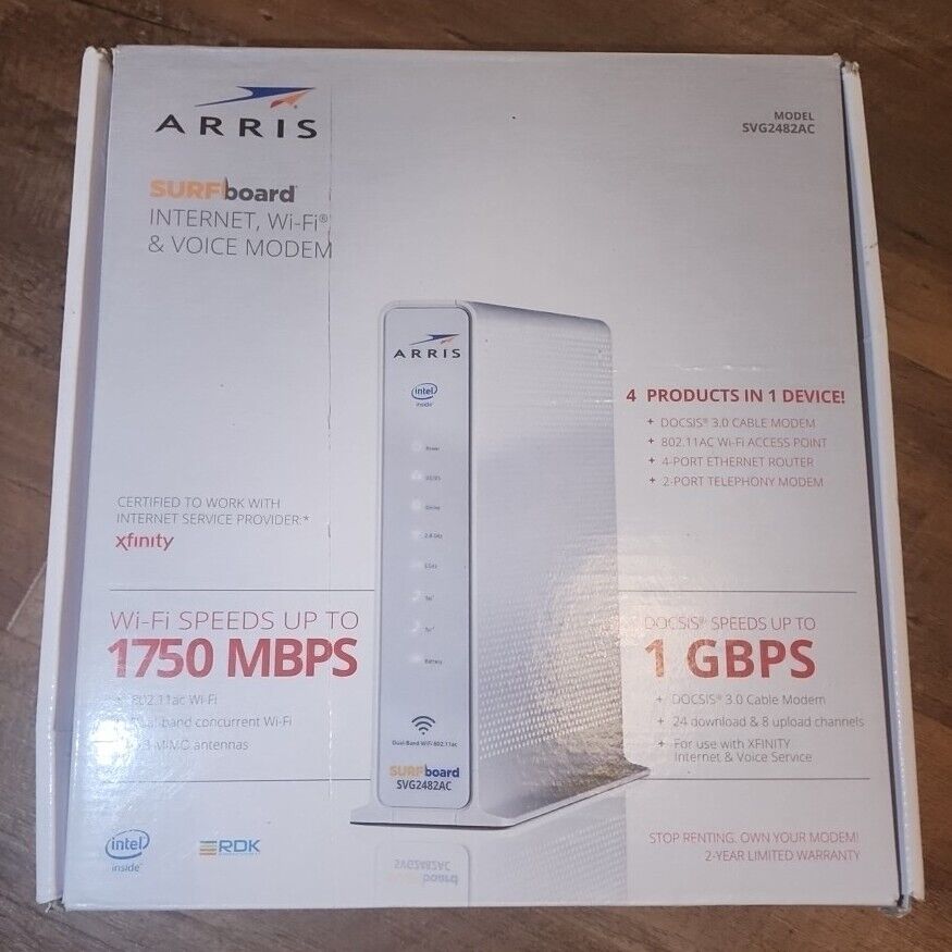 NEW ARRIS SURFboard Wi-Fi Router Cable Modem SVG2482AC 1750 Mbps DOCSIS 3.0