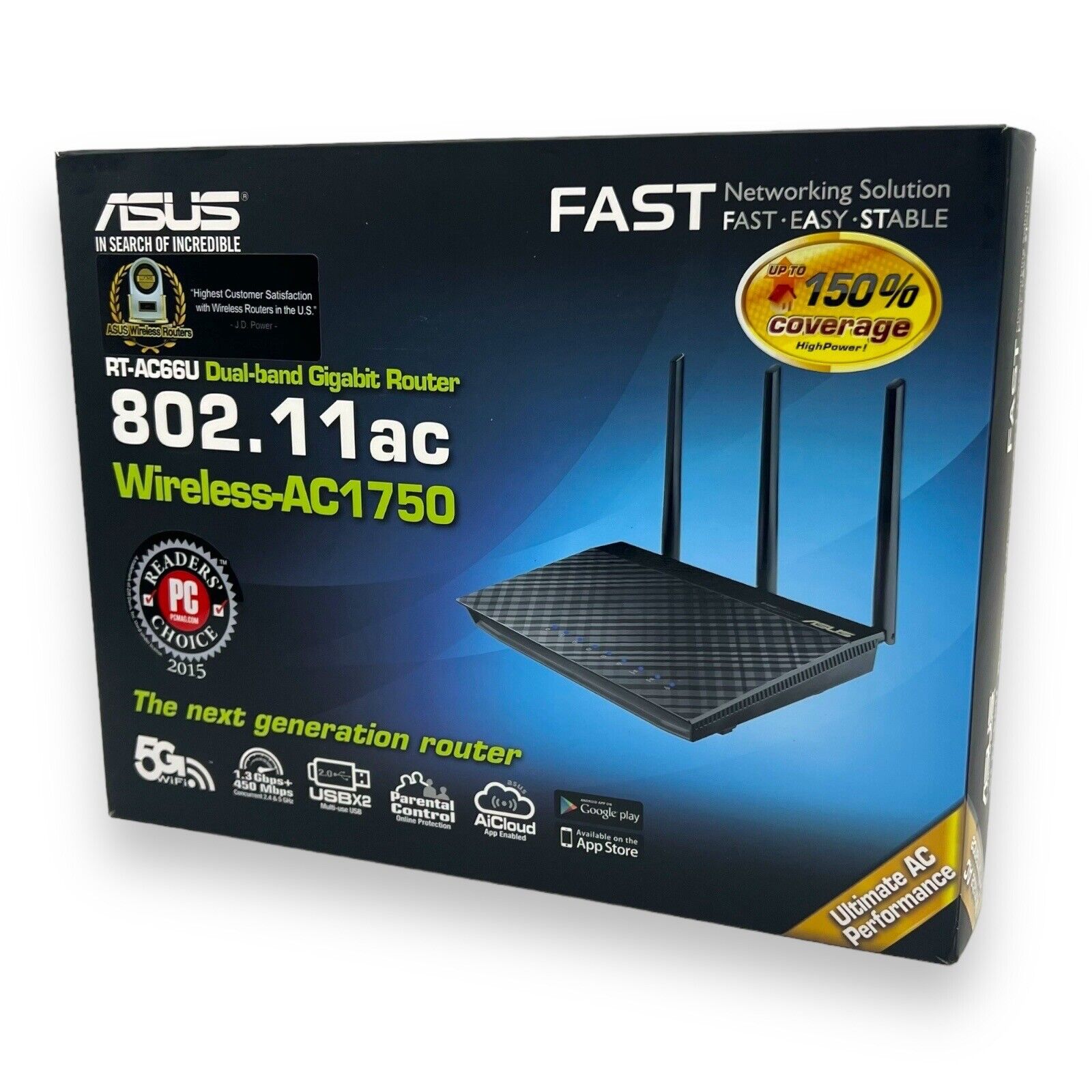 ASUS RT-AC66U 802.11ac Dual-Band Wireless AC1750 Gigabit Router Excellent