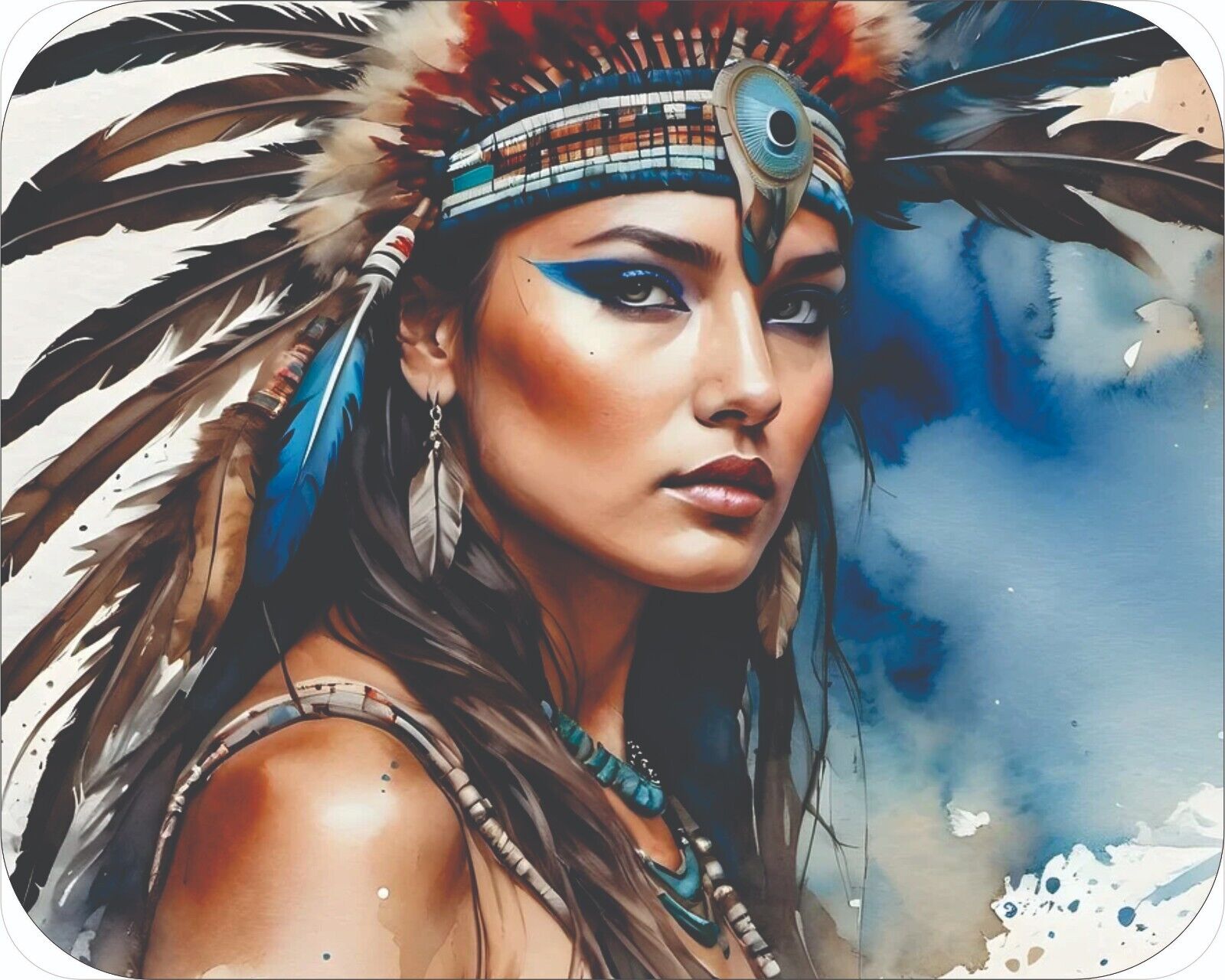 Native American Indian Maiden  Art Mouse Pad    7 3/4  x 9\