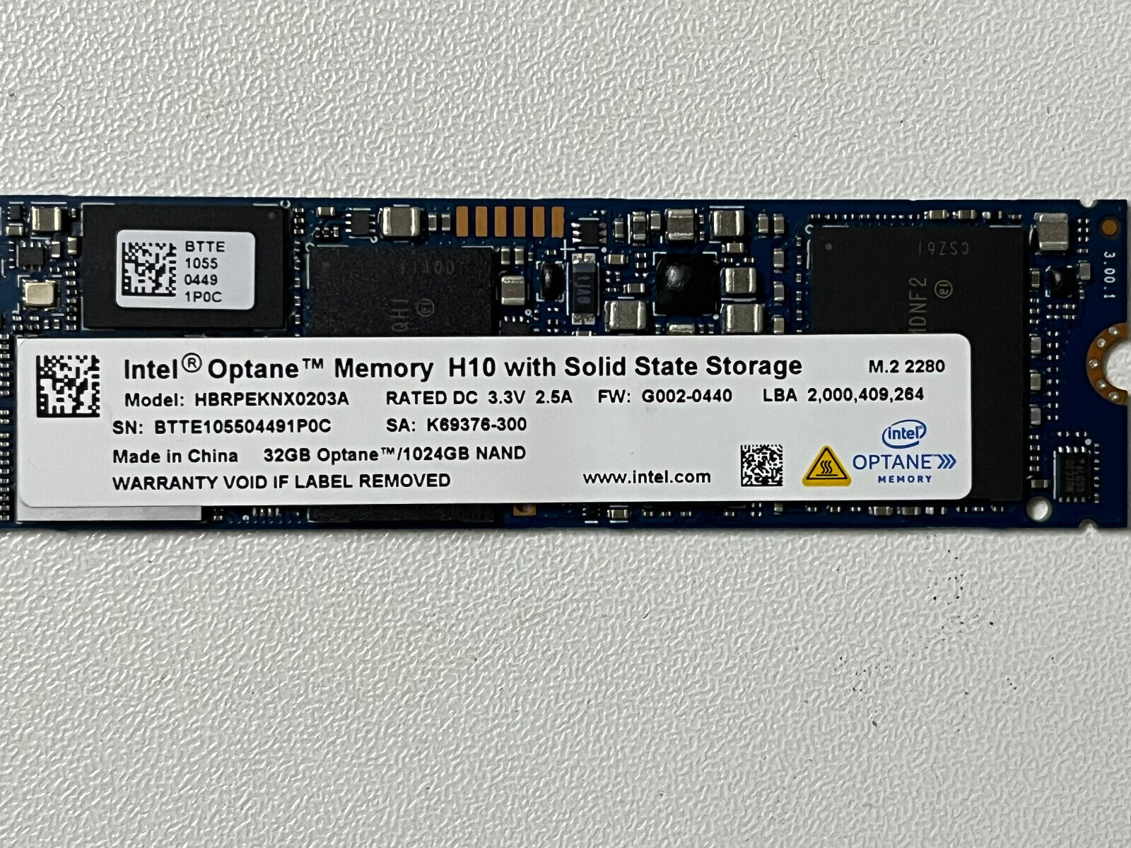 Intel Optane™ HBRPEKNX0203A 1TB SSD M.2 2280 NVMe Memory H10 with 1TB +32GB NAND