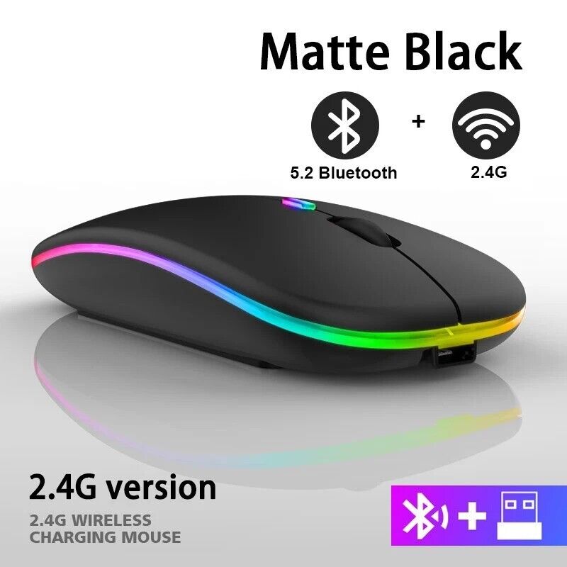 Wireless Gaming Mouse USB Mice 2.4GHz Rechargeable RGB Light For PC Laptop