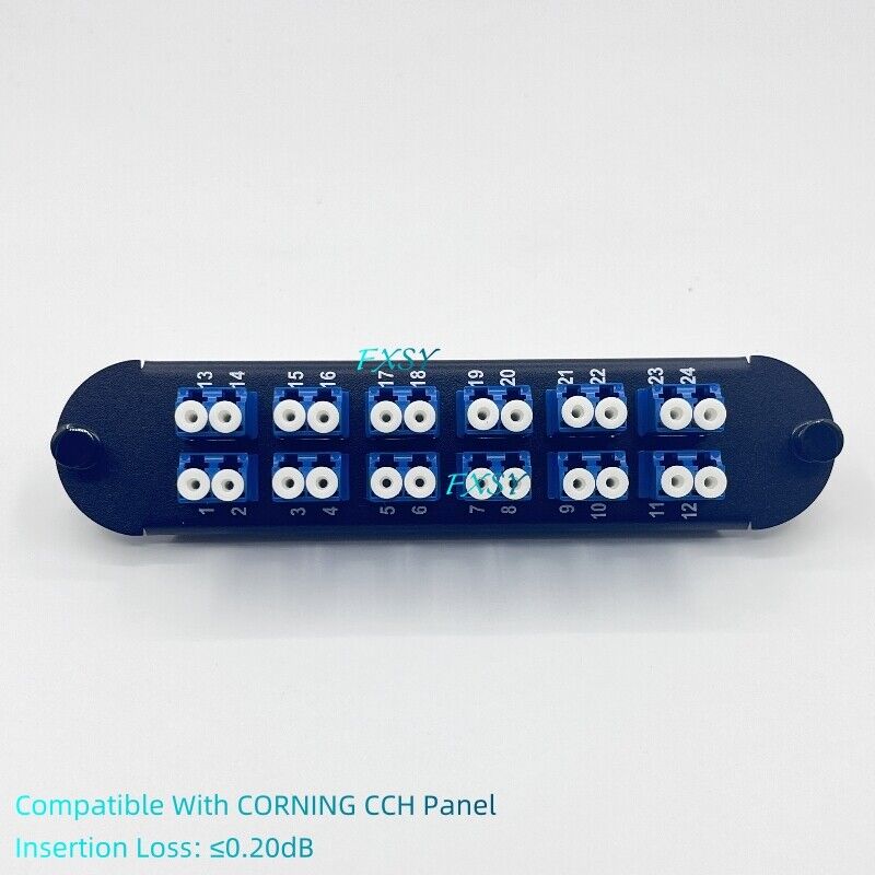 CCH Fiber Panel 12 LC duplex SM Adapters Compatible CORNING CCH-01U CCH-CP24-A9