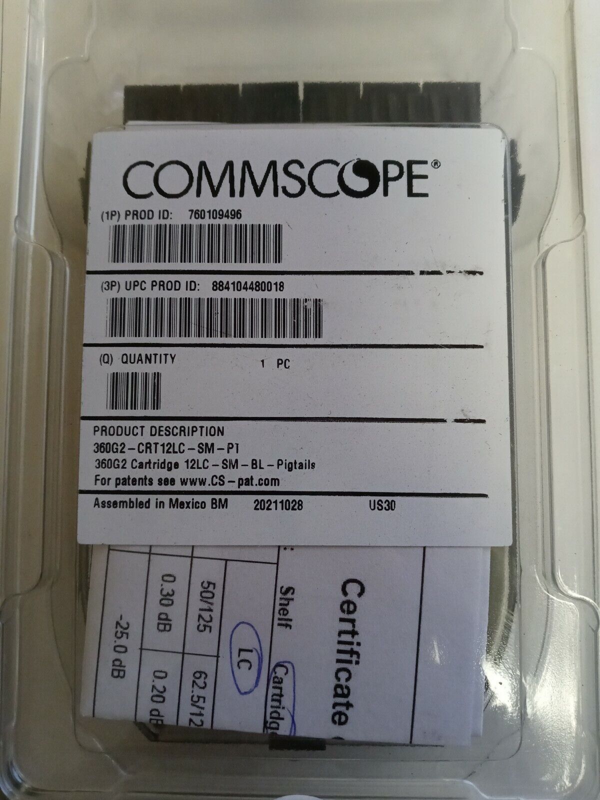 NEW CommScope - 760109496 | 360G2 Cartridge 12-LC-SM-BL-PIGTAILS