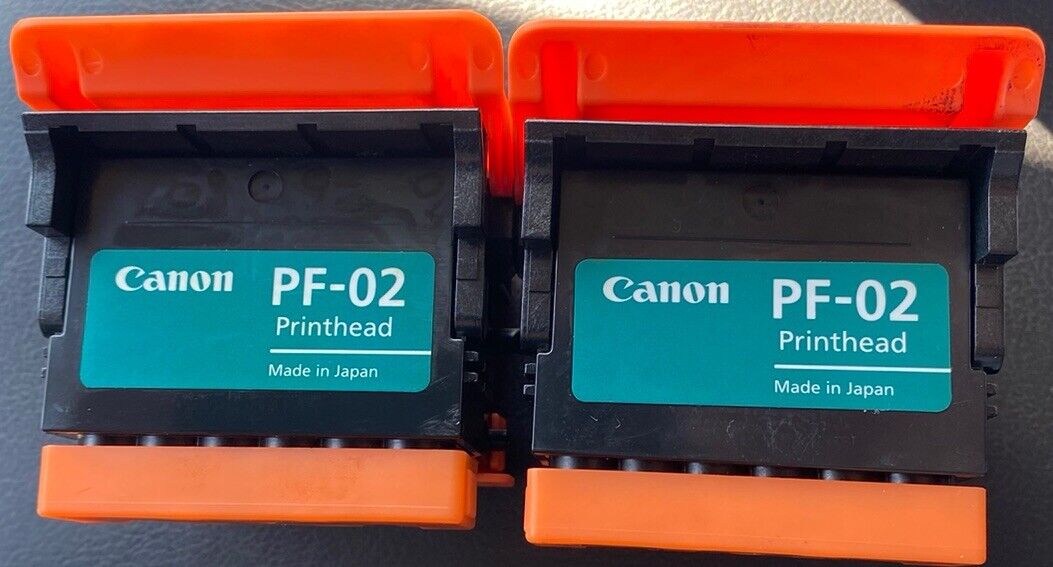 2 Rare OEM Canon PF-02 Printhead - CMYK, 1656B001AA Tested Working IPF8000/9000
