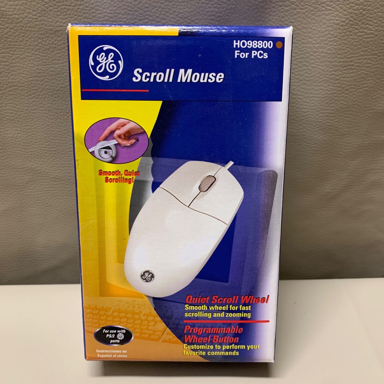 General Electric Scroll Mouse GE PS2 Model H09880 For PCs Vintage.