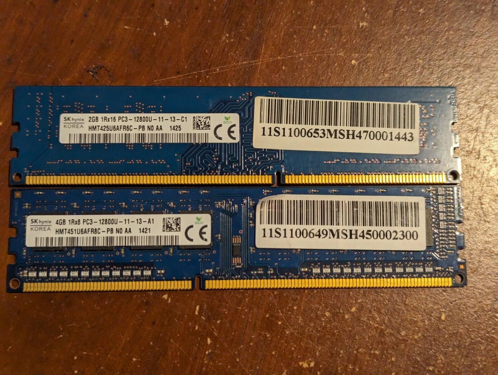Hynix 6GB DDR3 12800U PC RAM DIMM Memory (1 x 4GB, 1 x 2GB)