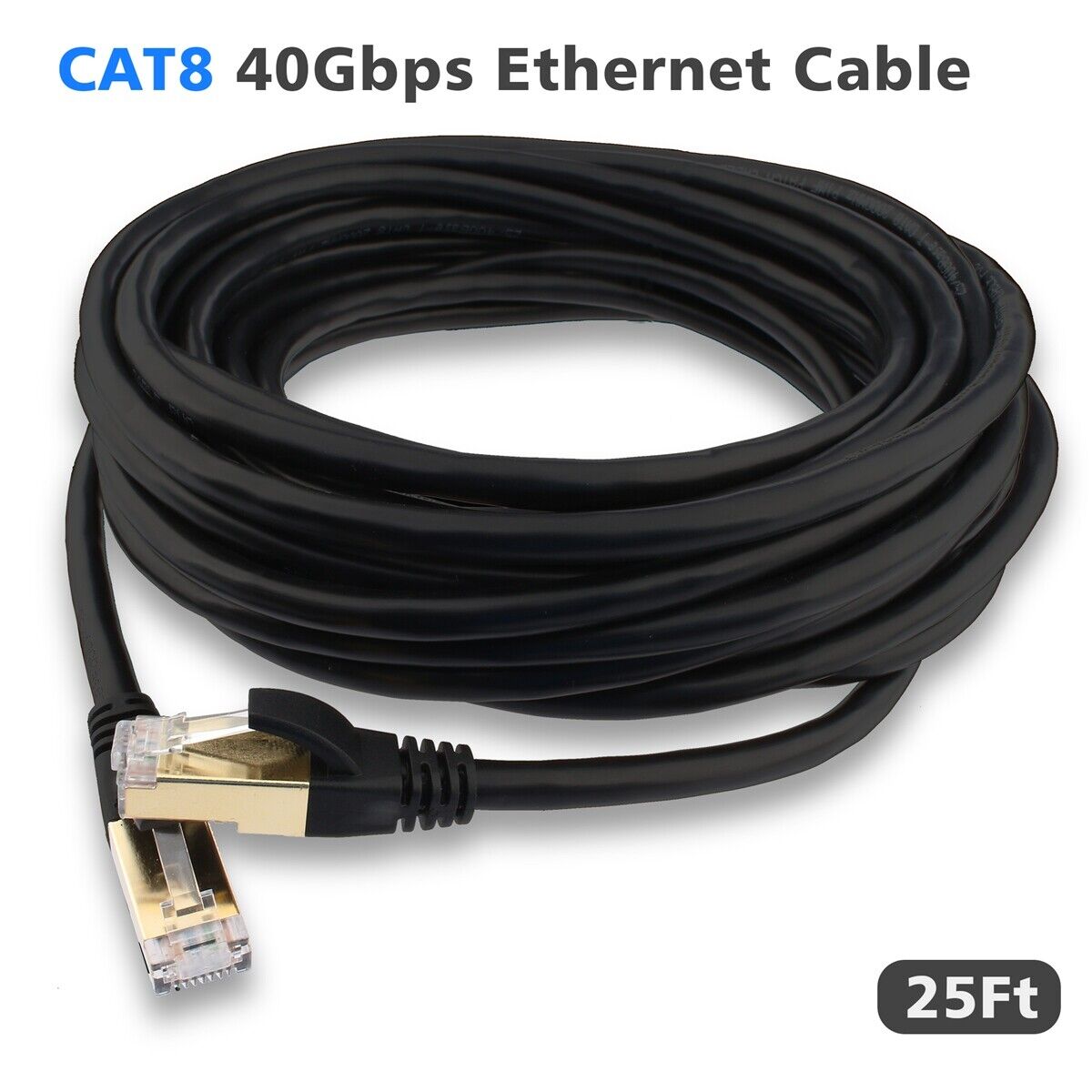 [Future-proof], 25ft Cat 8 Ethernet Cable Network LAN Patch Cord SFTP 26AWG Lot