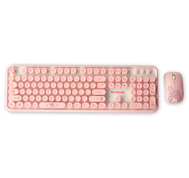 [SANRIO] My Melody, Kuromi Wireless Keyboard Mouse Set / Retro Typing Keyboard