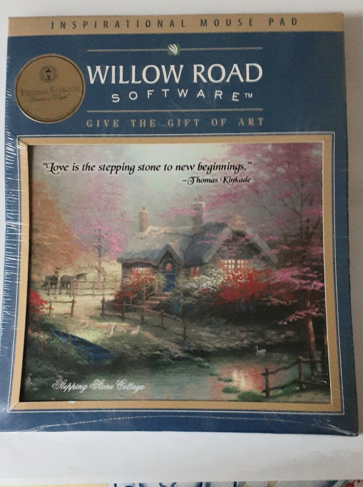 Vtg Thomas Kinkade Mouse Pad, Stepping Stone Cottage , New, Approx 8\