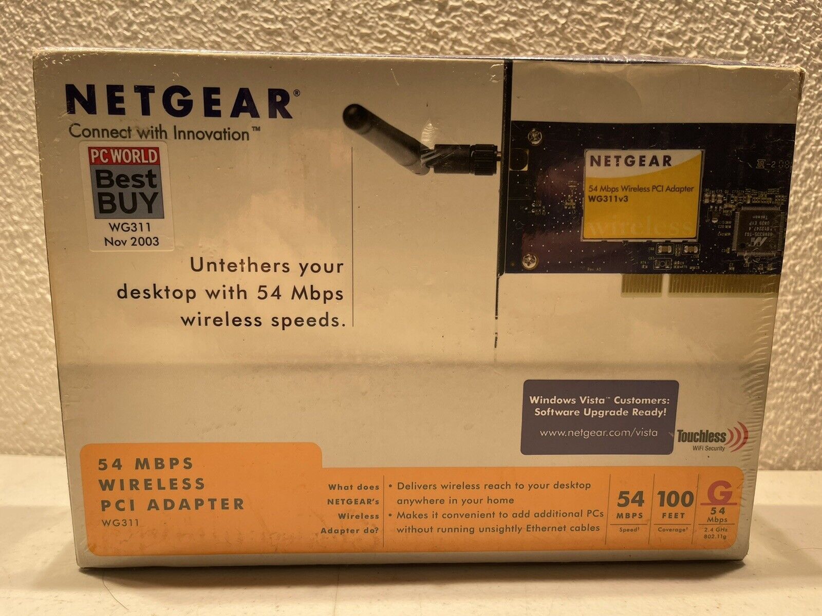 NETGEAR WG311v3 RangeMax Wireless PCI Network Adapter Card #J