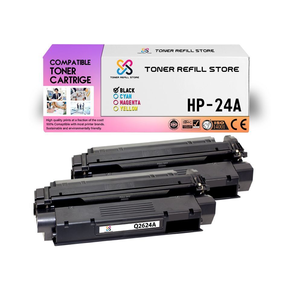 2Pk TRS 24A Q2624A Black Compatible for HP LaserJet 1150 Toner Cartridge
