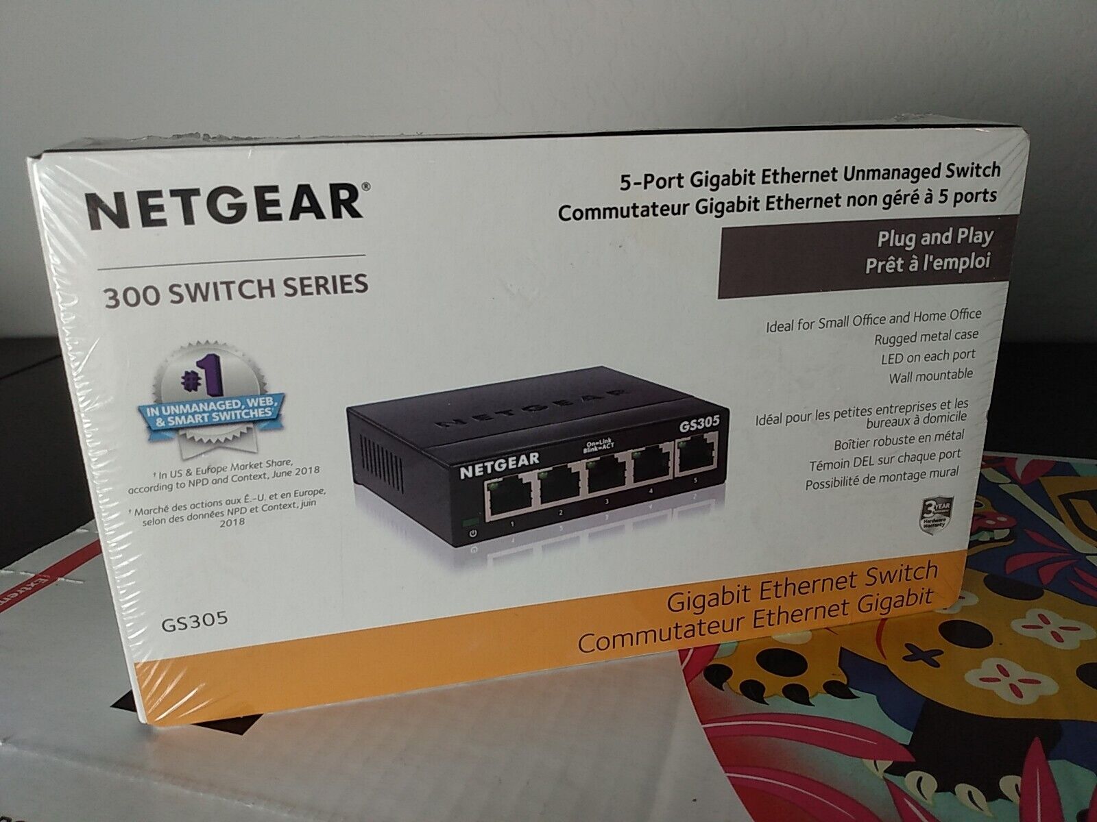 NETGEAR 5-Port Gigabit Ethernet Unmanaged Switch (GS305) Plug & Play NEW SEALED