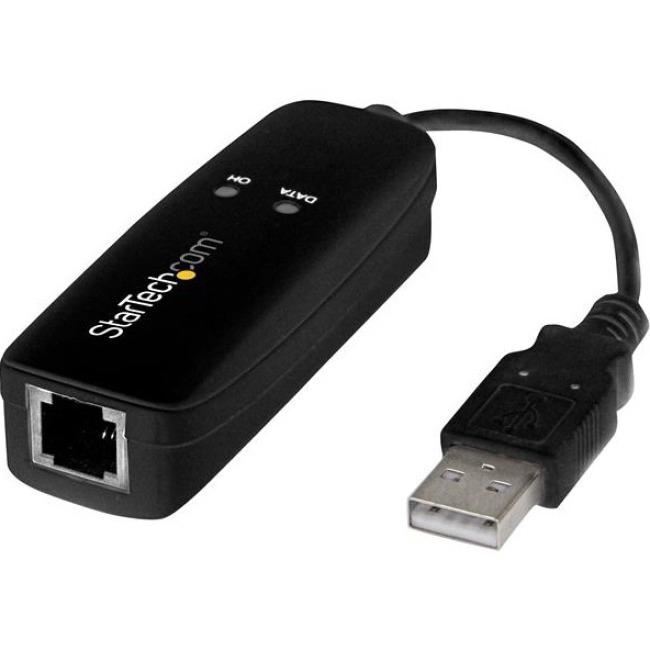 StarTech.com USB 2.0 Fax Modem - 56K External Hardware USB Dial Up V.92 Modem- D