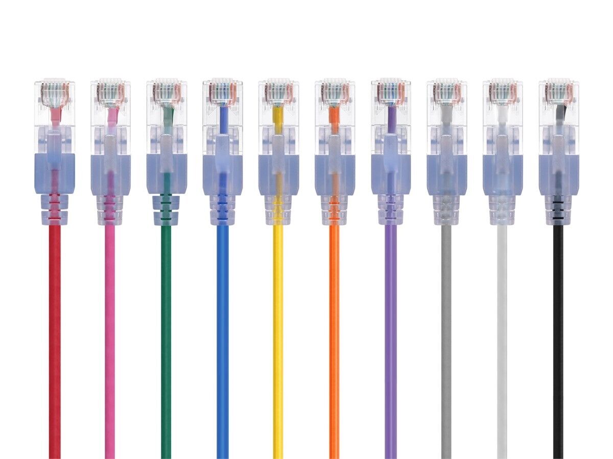 SlimRun Cat6A Ethernet Patch Cable RJ45 Stranded UTP Wire 30AWG 5ft 10pk Multi
